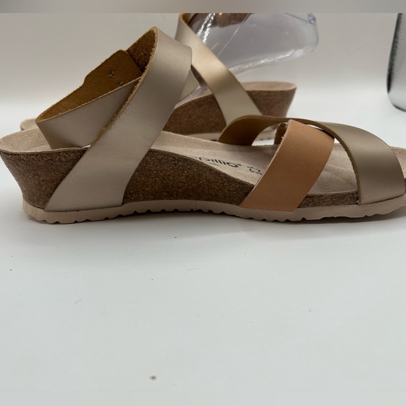 NEW Papillio by Birkenstock LOLA Leather Frosted Metallic Tan Gold  Sandal 39 - Picture 7 of 14